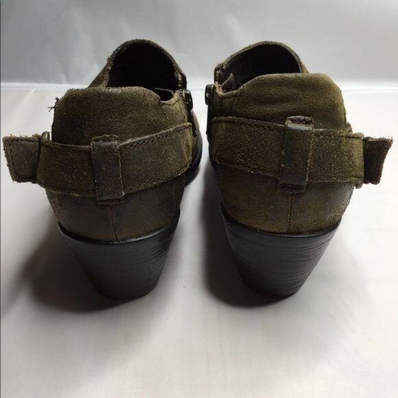 Born Womens Leather Booties Buckle Zipper Detail Size 7.5 Grunge Distressed Look - Picture 7 of 11